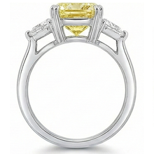 Yellow Canary Diamond Radiant Trilogy Ring in 14 Karat White Gold – top view