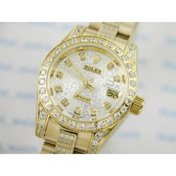 Yellow Gold Rolex Date Just Watch Natural Earth Mined Diamond Bracelet 6 Carats