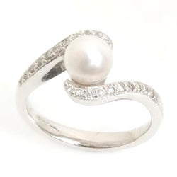 0.50 Carats 10 MM Pearl And Round Cut Natural Earth Mined Diamond Engagement Ring