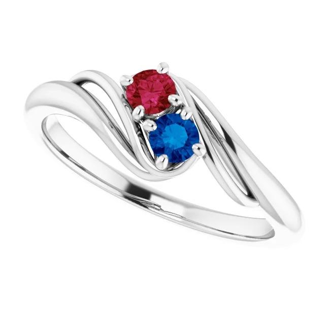 0.50 Carats Ceylon Sapphire Ruby Twisted Style Ring Women Jewelry