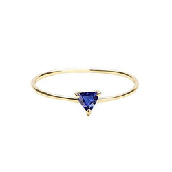0.50 Carats Solitaire Trillion Sapphire Ring Yellow Gold Jewelry