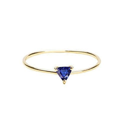 0.50 Carats Solitaire Trillion Sapphire Ring Yellow Gold Jewellery
