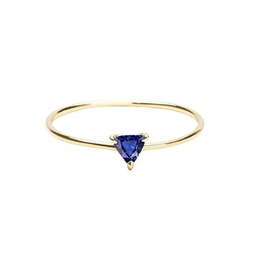 0.50 Carats Solitaire Trillion Sapphire Ring Yellow Gold Jewelry