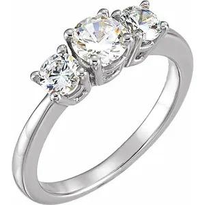 0.50 Carats Three Stone Genuine Diamond Ring White Gold 14K