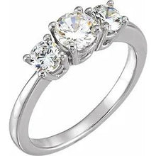 0.50 Carats Three Stone Genuine Diamond Ring White Gold 14K