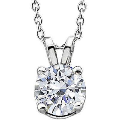 1 Carat Diamond Solitaire Pendant White Gold 14K Round