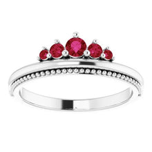 1 Carat Five Stone Ring Ruby White Gold 14K