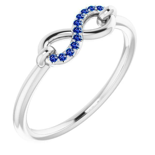 1 Carat Infinity Ring Round Sapphire Stones White Gold 14K