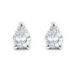 1 Carat Pear Cut Diamond Stud Earring 14K White Gold