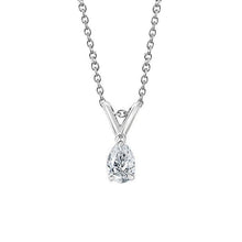 1 Carat Pear Cut Solitaire Diamond Necklace Pendant White Gold 14K