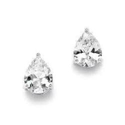 1 Carat Pear Cut Solitaire Diamond Stud Earring 14K White Gold
