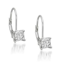 1 Carat Princess Cut Solitaire Diamond Leverback Earring
