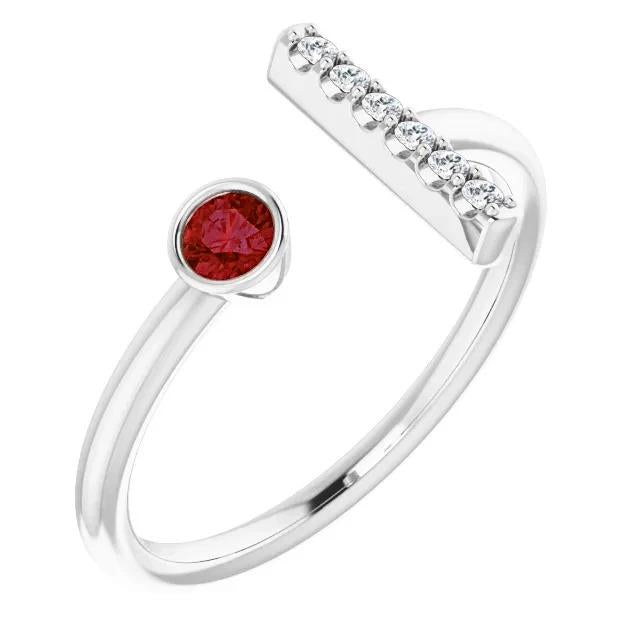 1 Carat Promise Ring Diamond & Ruby Bezel Set White Gold
