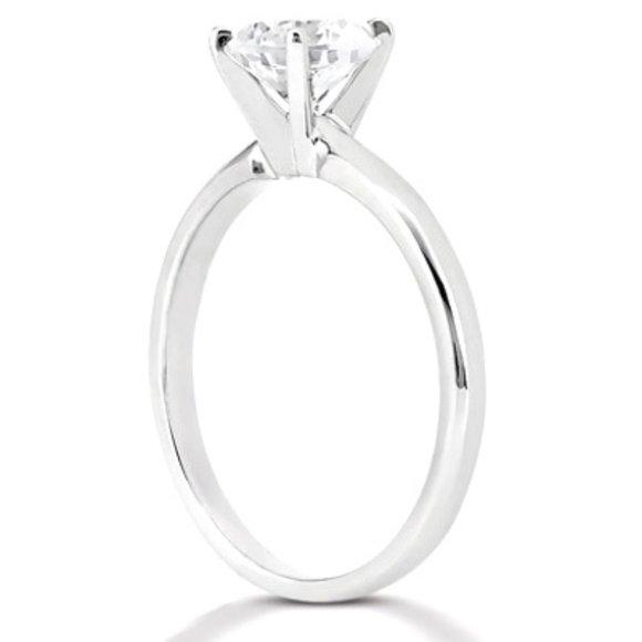 1 Carat Round Diamond Solitaire Engagement Ring White Gold 14K