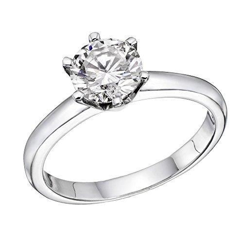 1 Carat Round Solitaire Diamond Engagement Ring White Gold 14K