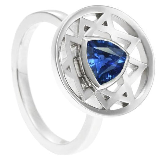 1 Carat Solitaire Ring Trillion Bezel Set Sapphire Star of David Style