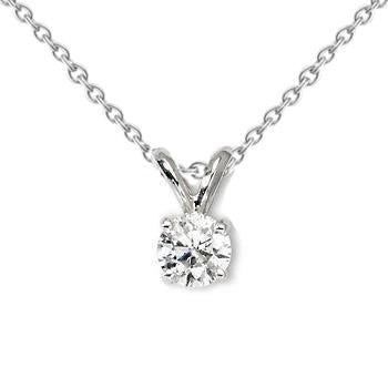1 Carat Solitaire Round Diamond Necklace Pendant White Gold 14K