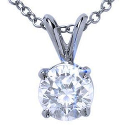 1 Carat Solitaire Round Natural Earth Mined Diamond Necklace Pendant White Gold 14K