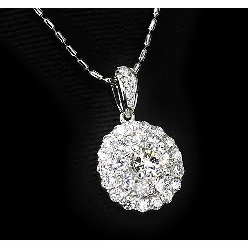1 Carat White Gold 14K Round Cut Diamond Ladies Pendant