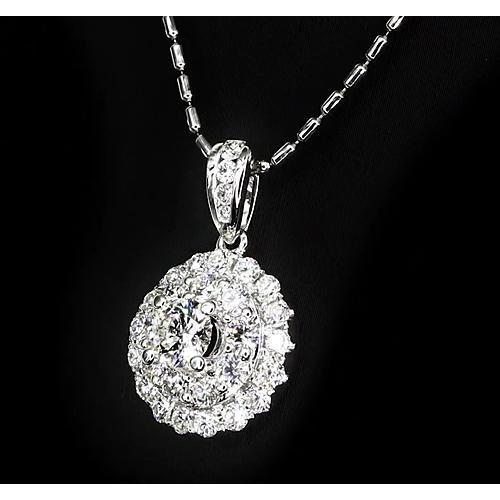 1 Carat White Gold 14K Round Cut Diamond Ladies Pendant