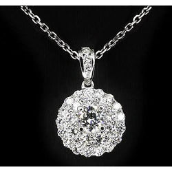 1 Carat White Gold 14K Round Cut Natural Earth Mined Diamond Ladies Pendant