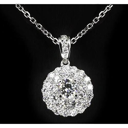 1 Carat White Gold 14K Round Cut Diamond Ladies Pendant