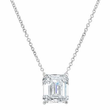 1 Carat Emerald Diamond Women Necklace Pendant White Gold 14K