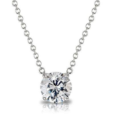 1 Carat Round Cut Diamond Women Necklace Pendant White Gold 14K
