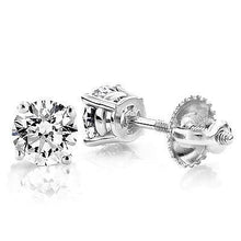 1 Carat Round Diamond Prong Set Lady Stud Earrings