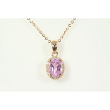10 Carats Pink Oval Kunzite With Diamond Pendant Women Jewelry