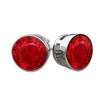 10 Ct Bezel Set Round Cut Ruby Women Studs Earrings White Gold