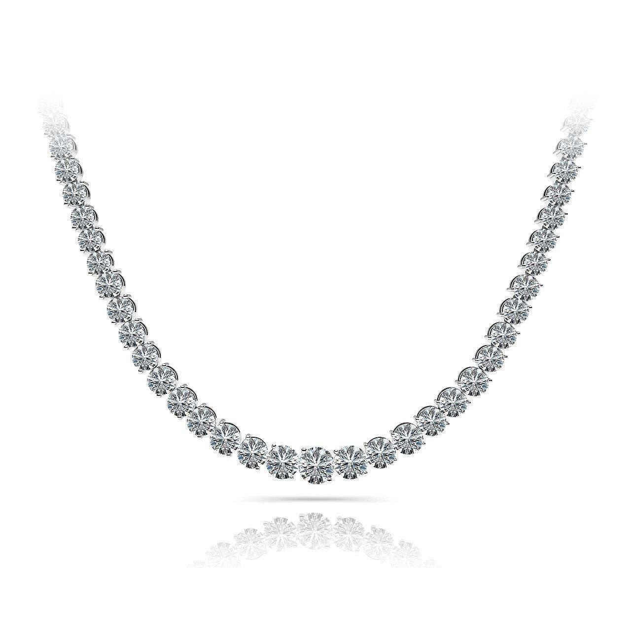 10 Carats Natural Diamonds Women Tennis Necklace White Gold 14K