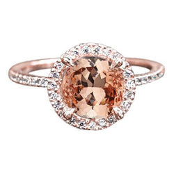 10.10 Ct Morganite Halo Diamond Ring Rose Gold 14K