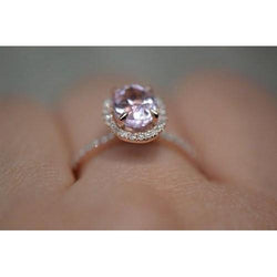 10.50 Carats Pink Kunzite Ring Solid White Gold Jewelry