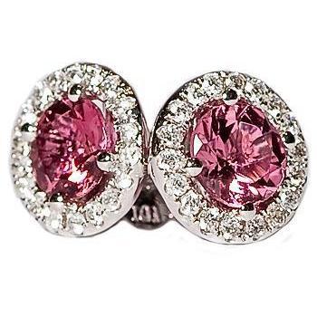 10.50 Carats Tourmaline With Diamonds Stud Earrings White Gold 14K