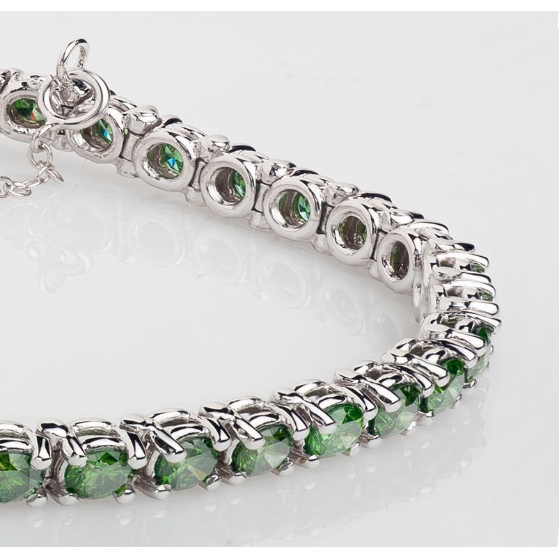 10.50 Ct Green Gemstone Tennis Bracelet 14K White Gold