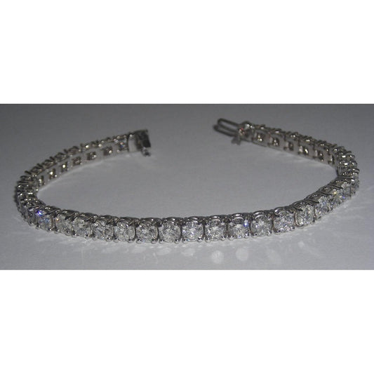 10.66 Ct Round Mined Diamond Tennis Bracelet 41 Stones WG 14K