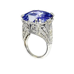 11.51 Carat Cushion Sri Lanka Sapphire Round Natural Earth Mined Diamond White Gold Ring