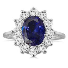 11.75 Ct Blue Tanzanite With Diamonds Wedding Ring 14K White Gold
