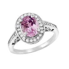 11.85 Carats Pink Kunzite With Diamonds Anniversary Ring White Gold