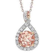 12 Ct Prong Set Morganite With Diamonds Pendant 14K Rose Gold