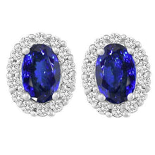 12 Ct Tanzanite With Diamonds Studs Earrings 14K White Gold New
