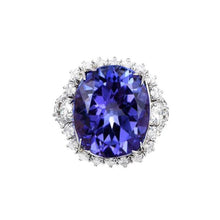 12.25 Ct Big Oval Tanzanite With Diamonds Wedding Ring White Gold