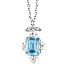 12.25 Ct Emerald Cut Aquamarine With Diamonds Pendant 14K Gold