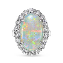 12.50 Carats Opal And Diamonds Wedding Ring New White Gold 14K