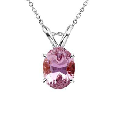 13 Carats Solitaire Pink Kunzite Gemstone Pendant White Gold 14K
