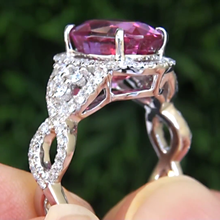 13.25 Ct Pink Tourmaline And Natural Earth Mined Diamonds Wedding Ring Gold White 14K