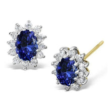 14K Two Tone Gold Tanzanite And Diamond 6.10 Carats Stud Earrings