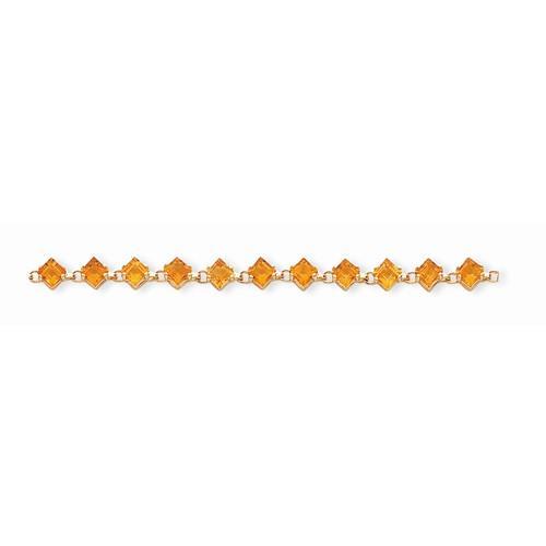 14K Yellow Gold Diamond Fancy Citrine 14 Carats Bracelet