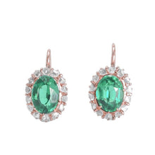 14.28 Carats Oval Green Tourmaline Diamond Earring 14K Rose Gold